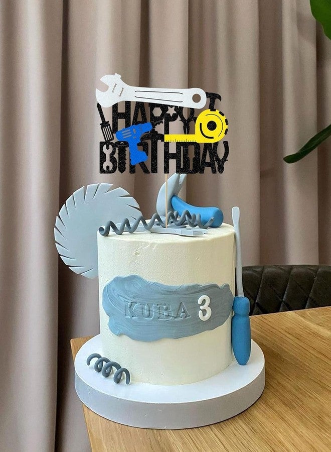 Confetti! Tool Box Mechanic Themed Cake Topper Set - Premium Handyman Party Decorations - Wrench, Drill, Hammer, Tape Measure Designs - Ideal for Boy, Birthday Celebrations, and Party Supplies - Image 5